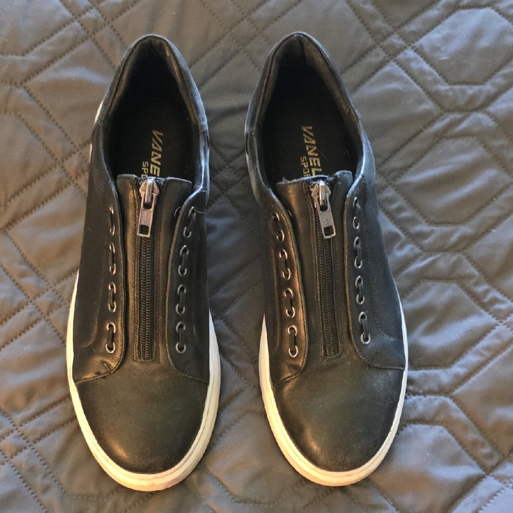 Vaneli Black Zip-Up Sneakers
